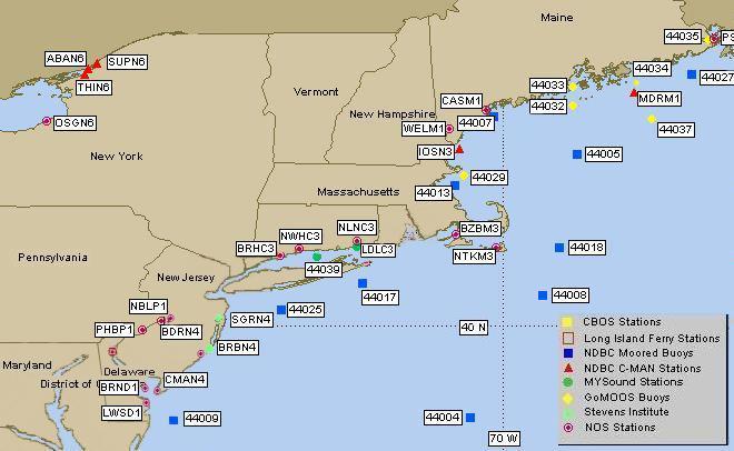 Mesomap of nearby weather buoys